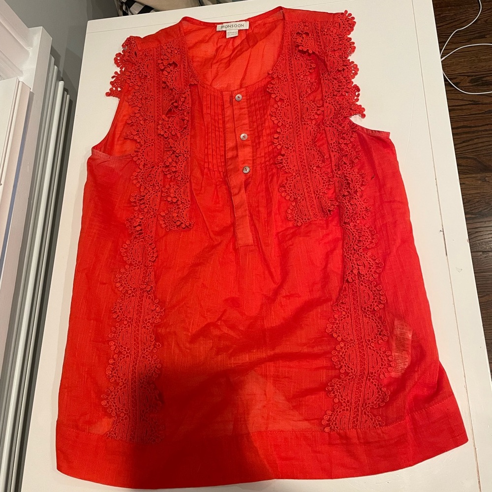 No sleeve orange blouse